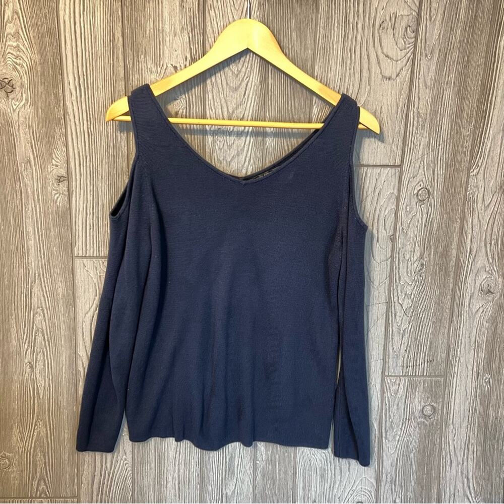 Banana Republic Factory Cold Shoulder Navy Blue Sweater